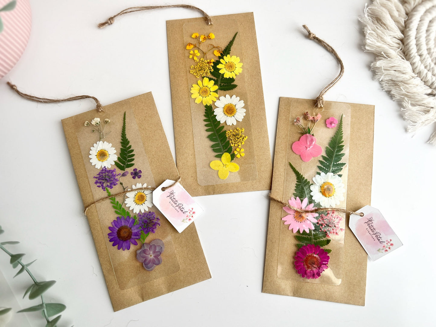 Laminated Floral Bookmark with Name
