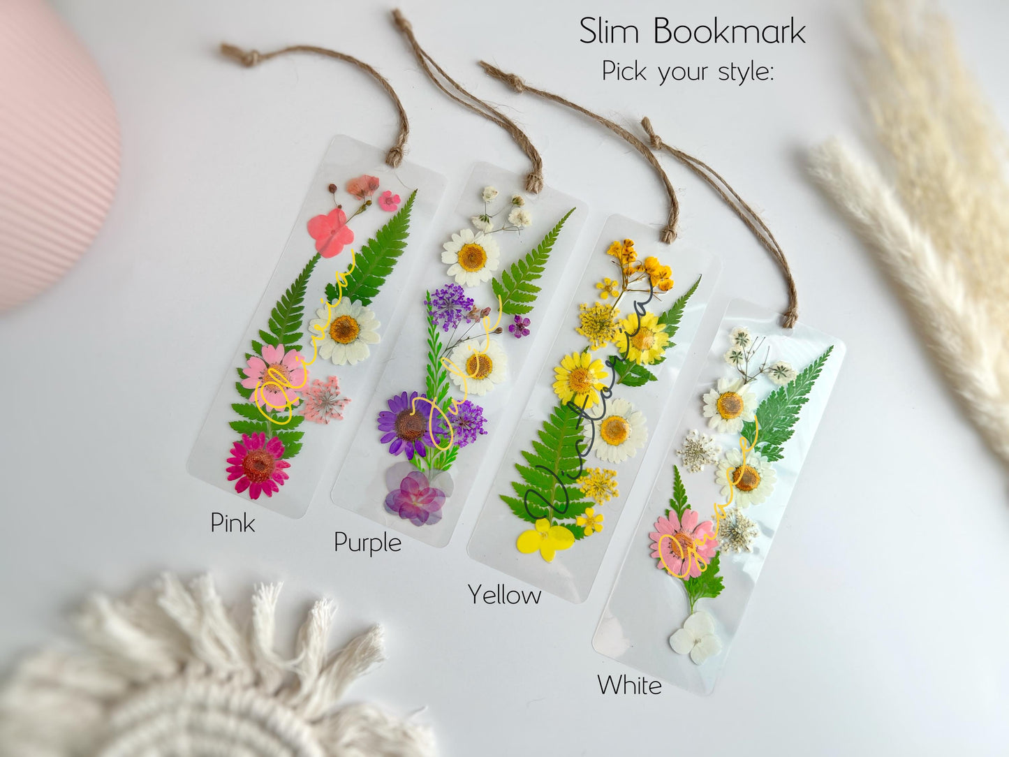Laminated Floral Bookmark with Name