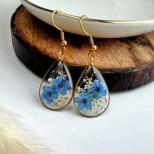 Blue Teardrop Earrings (Gold Plated)
