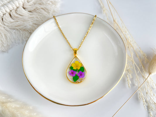 February Violet and Primrose Necklace